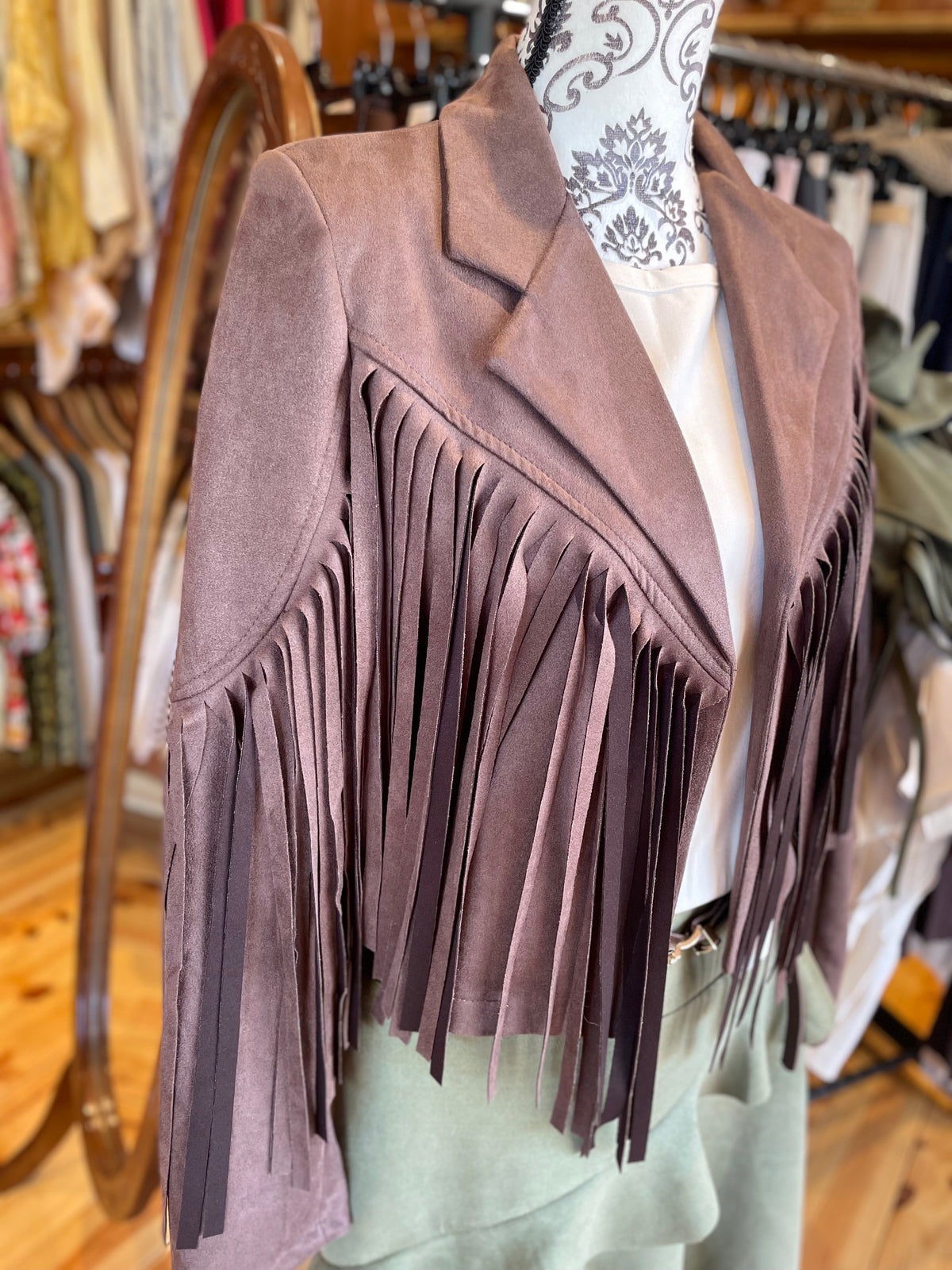 Veste franges choco