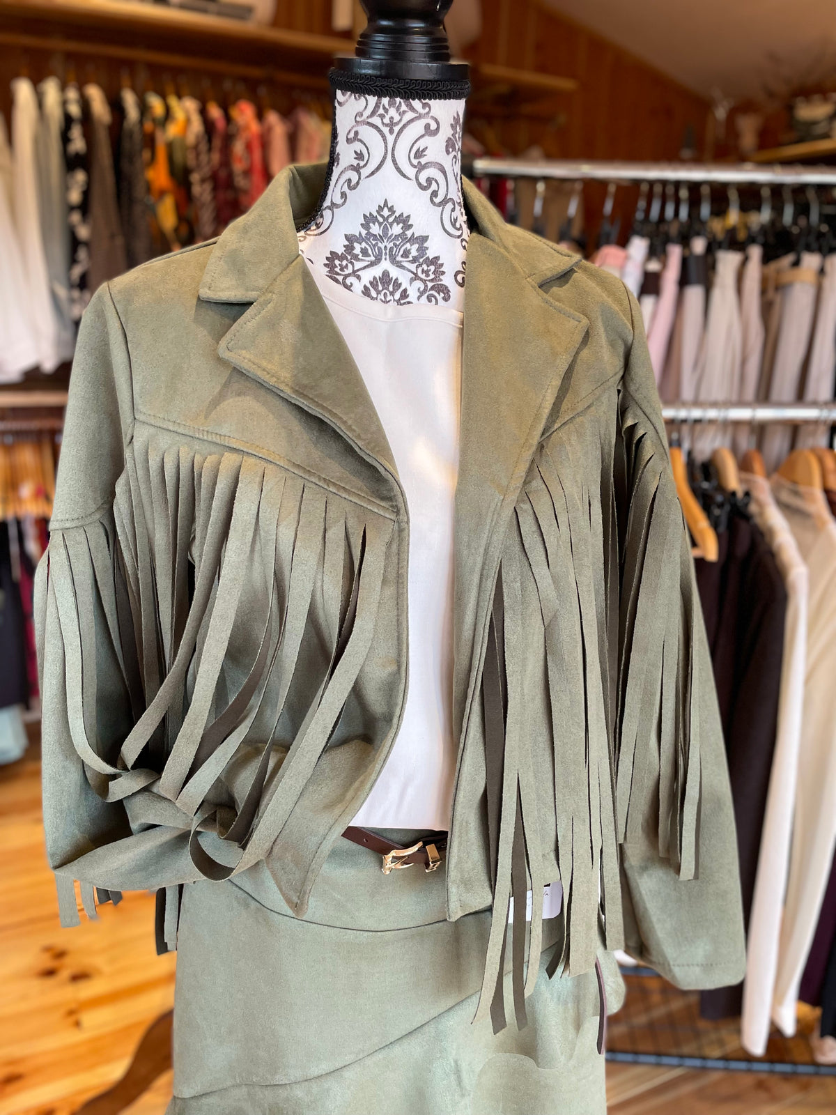 Veste frange kaki