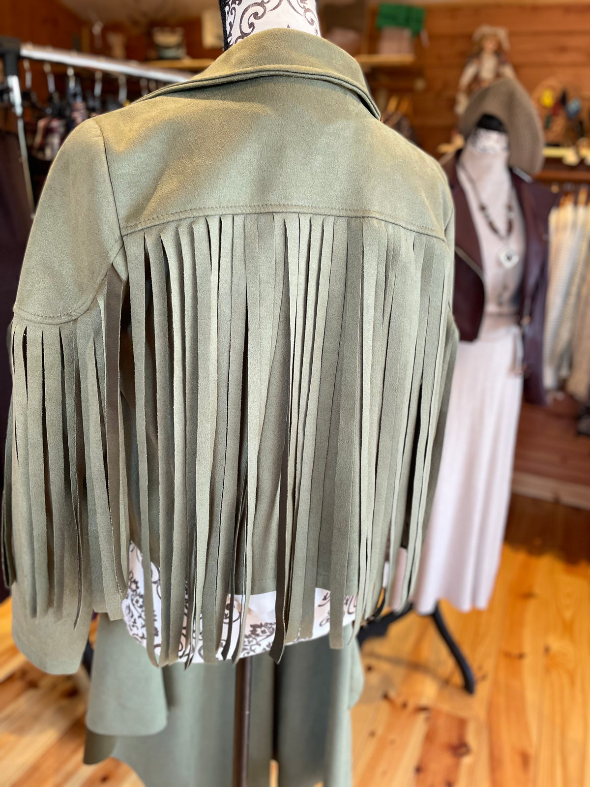 Veste frange kaki